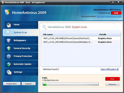 screenshot HomeAntivirus2009