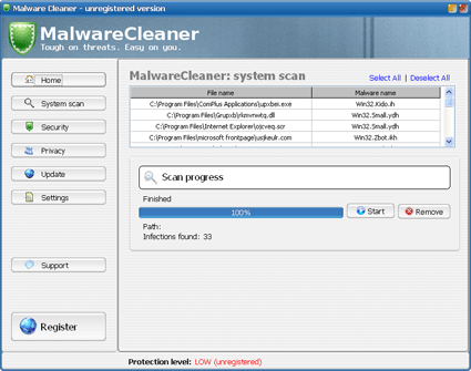 screenshot Malware Cleaner