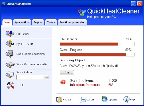 screenshot Quick Heal Cleaner