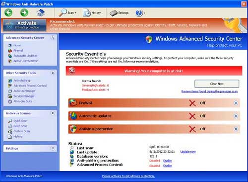 Het Windows Antimalware Patch virus