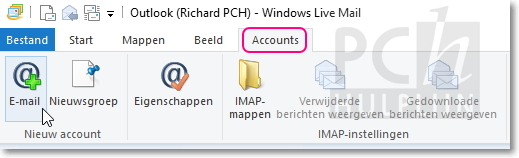 outlook mail account toevoegen in Windows Live Mail
